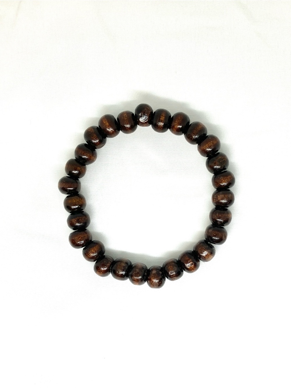 Wooden Beaded Stretch Bracelet - Dark Brown
